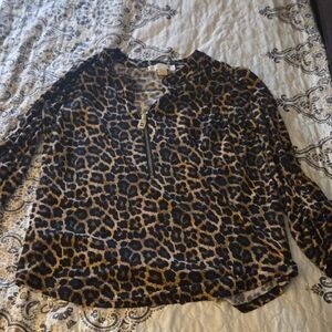 MICHAEL Michael Kors Animal Print Blouse - Black and Brown